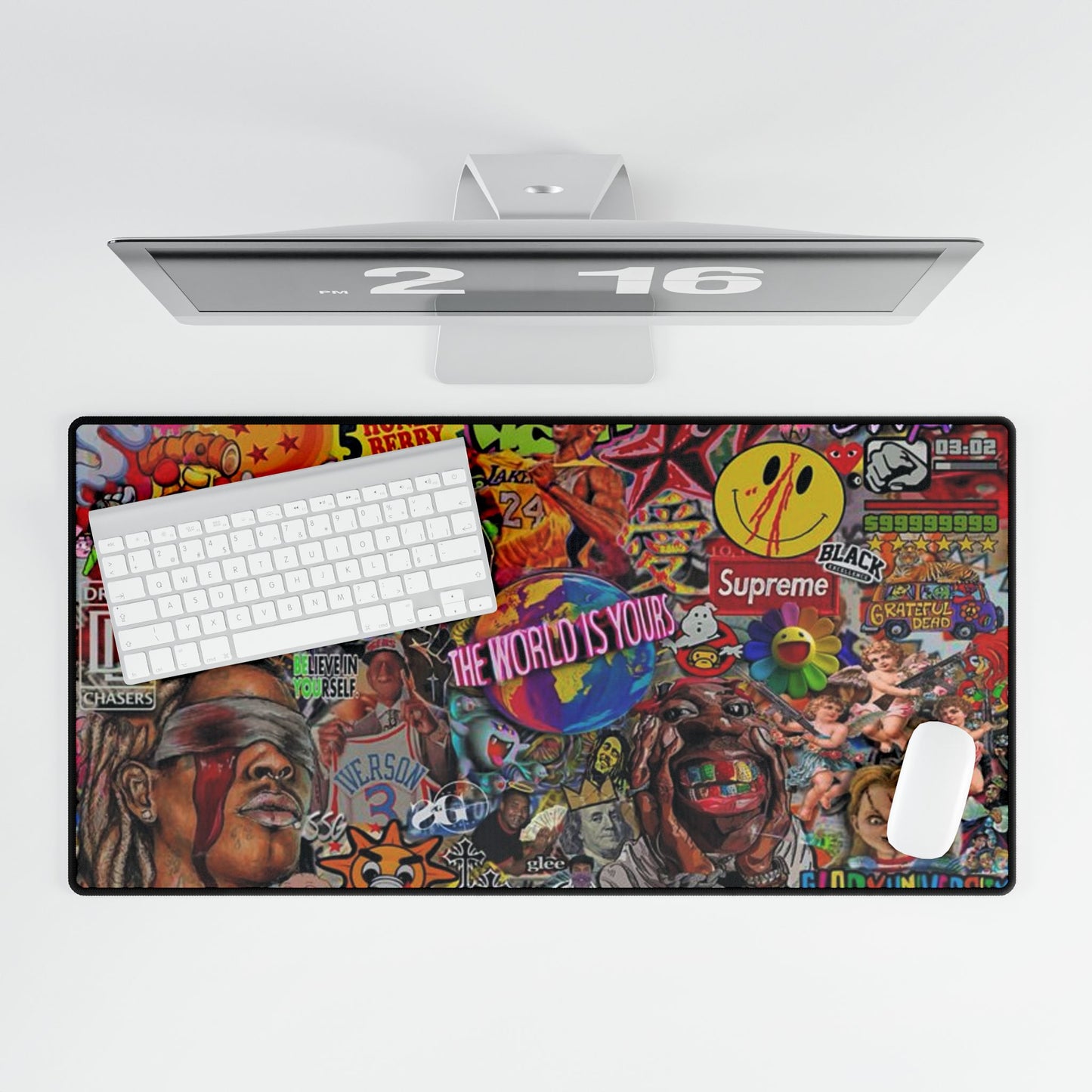 Vibrant Art Desk Mat - "The World Is Yours"