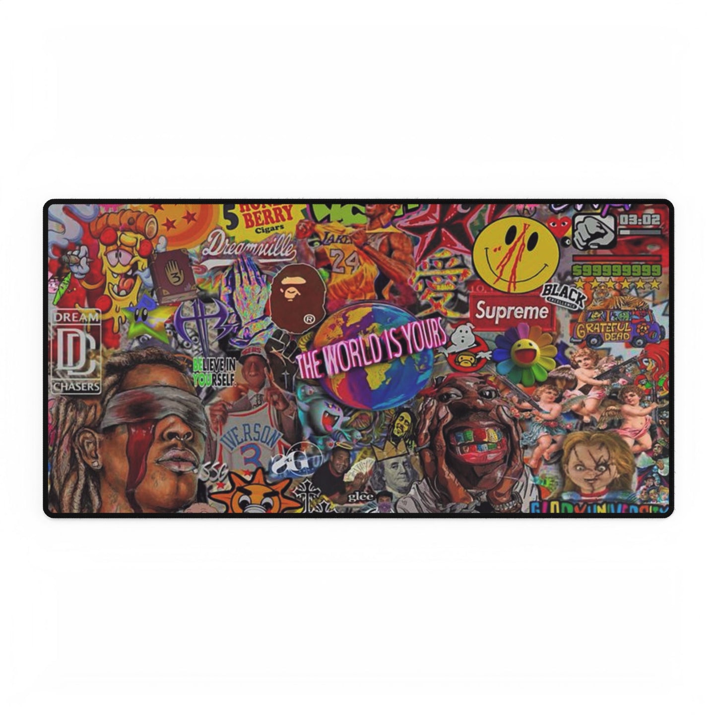 Vibrant Art Desk Mat - "The World Is Yours"